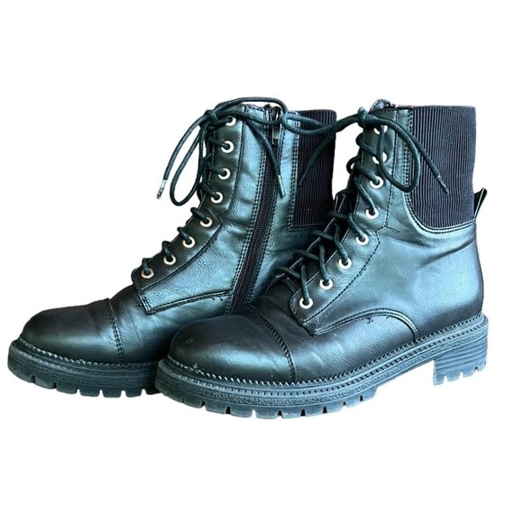 Women's Rock & Candy by ZiGi Black Lace-Up Combat Boots, Size US 7 - Picture 12 of 12